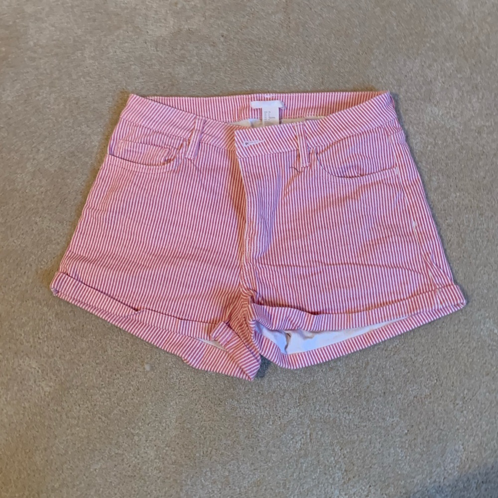 Red and White Stripped Shorts
